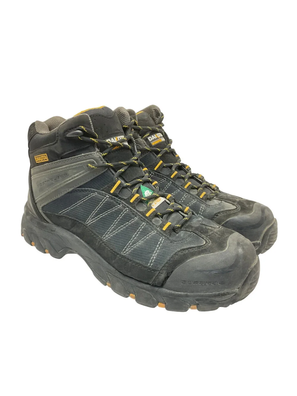 DAKOTA Men's Mid-Cut Quad Comfort Steel Toe CP Work Safety Boots Black 10.5W/L